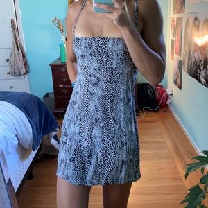 Free People Snakeskin Open Back Mini Dress